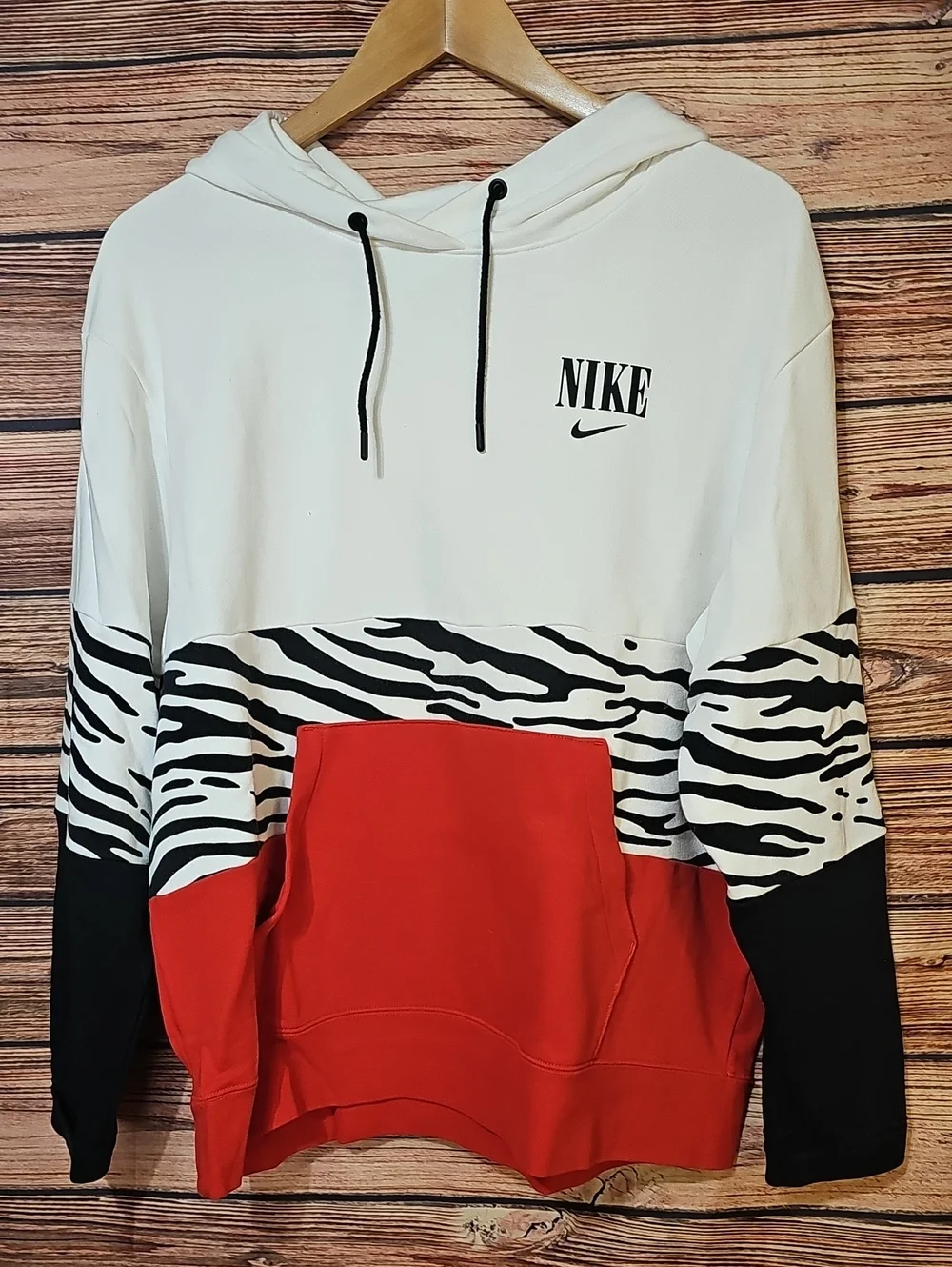 Nike Zebra Colorblock Hoodie - White, Black & Red